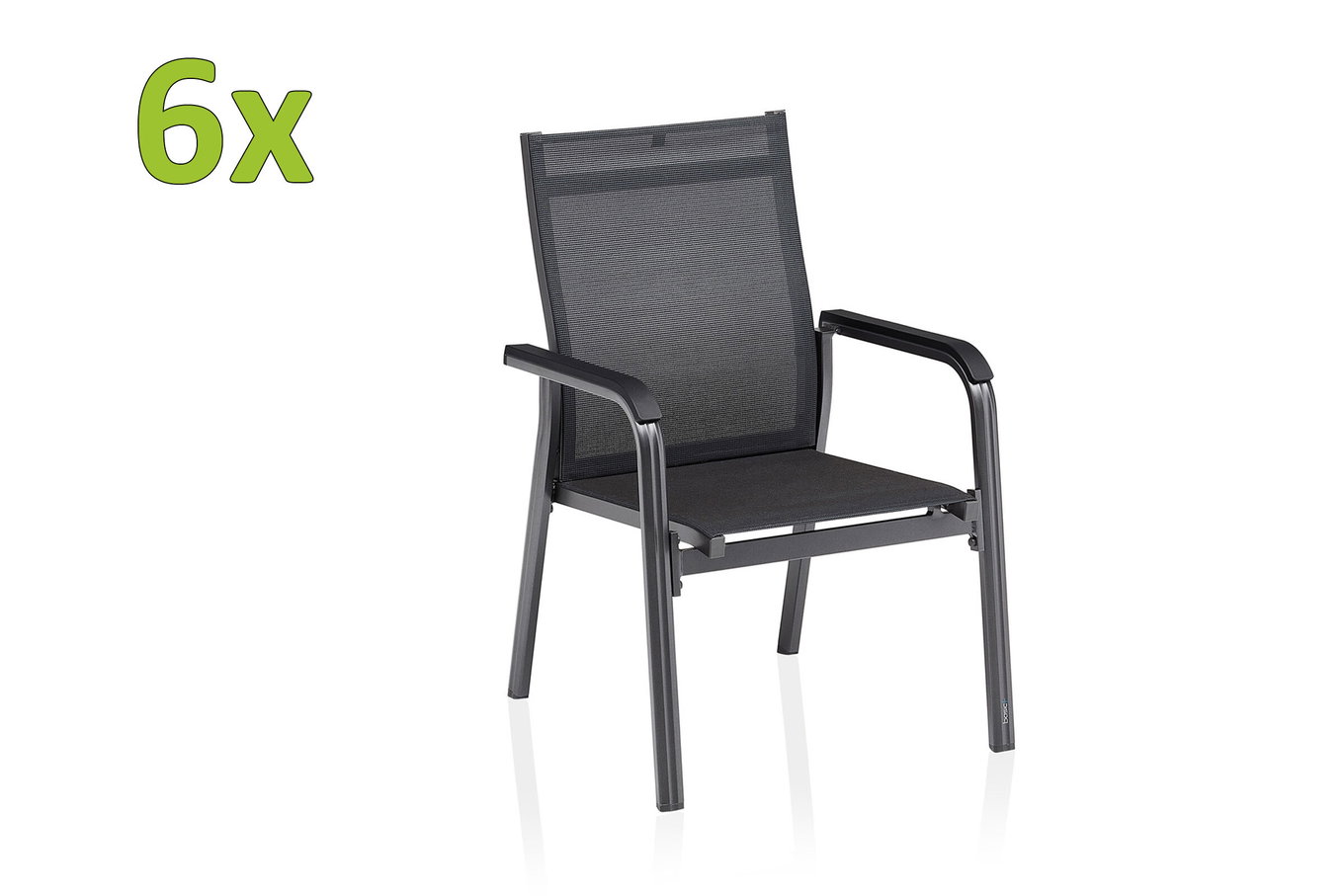 KETTLER BasicPlus Premium, anthracite/réglisse, Alu/Toile outdoor, 6x Fauteuil empilable (0102405-7000) 31501__1