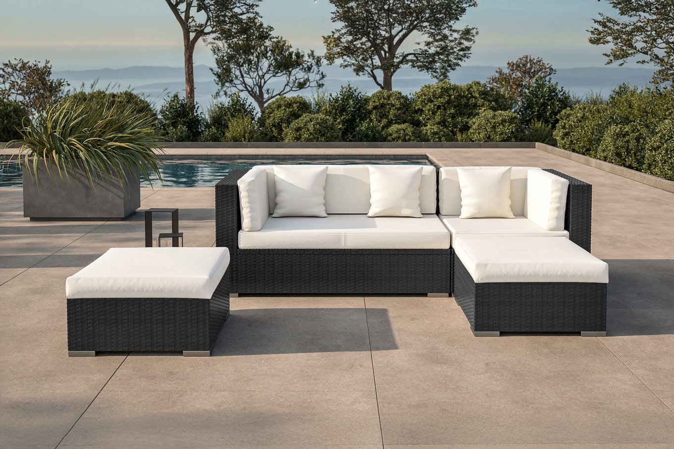 OUTFLEXX salon de jardin, crème/blanc, noir, résine tressée, 5 personnes, coffre à coussins imperméable 18226_BOX_A__1