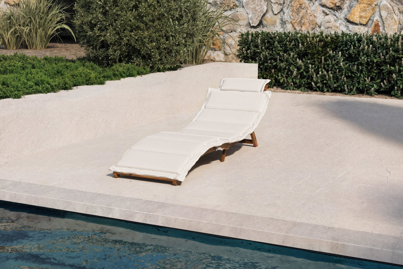 Bain de soleil OUTFLEXX, Acacia/Polyester, 186 x 55 x 21 cm, avec coussin, Produit certifié FSC® 16528__1