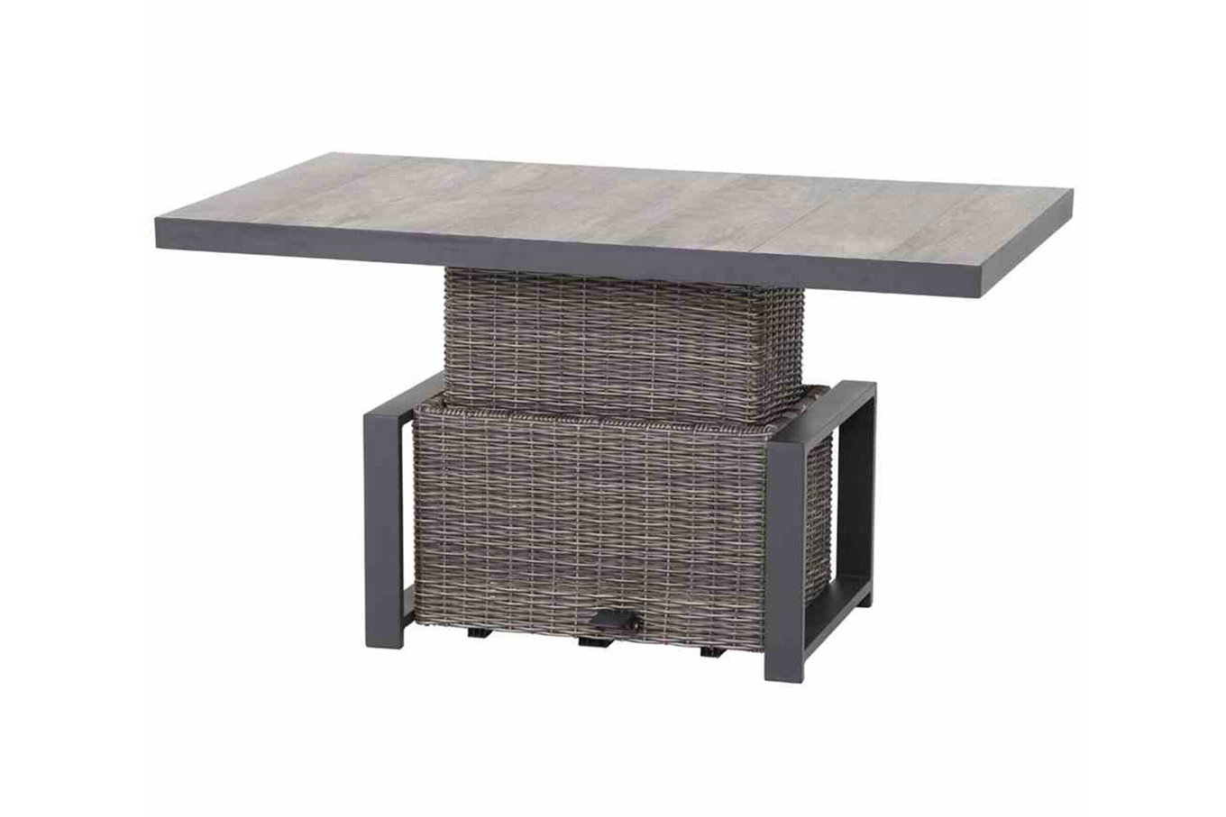SIENA GARDEN Corido Table élévatrice, charcoal, Alu/Tressage Gardino®, 130 x 75 cm, réglable en hauteur 20210__1