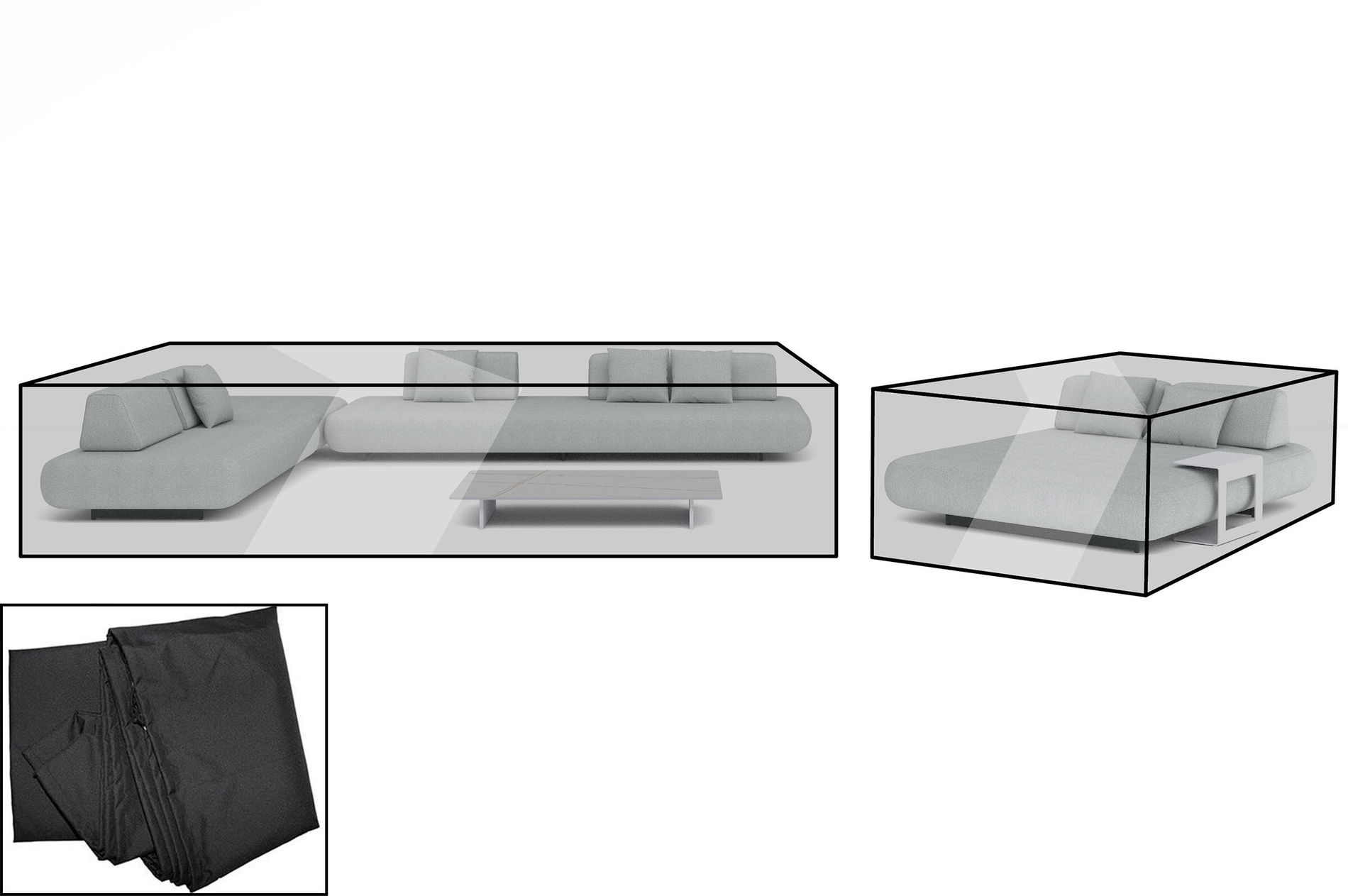 OUTFLEXX Set de Housses de Protection Premium pour Lounge : 23582, noir, résistant à l'eau 28667__1