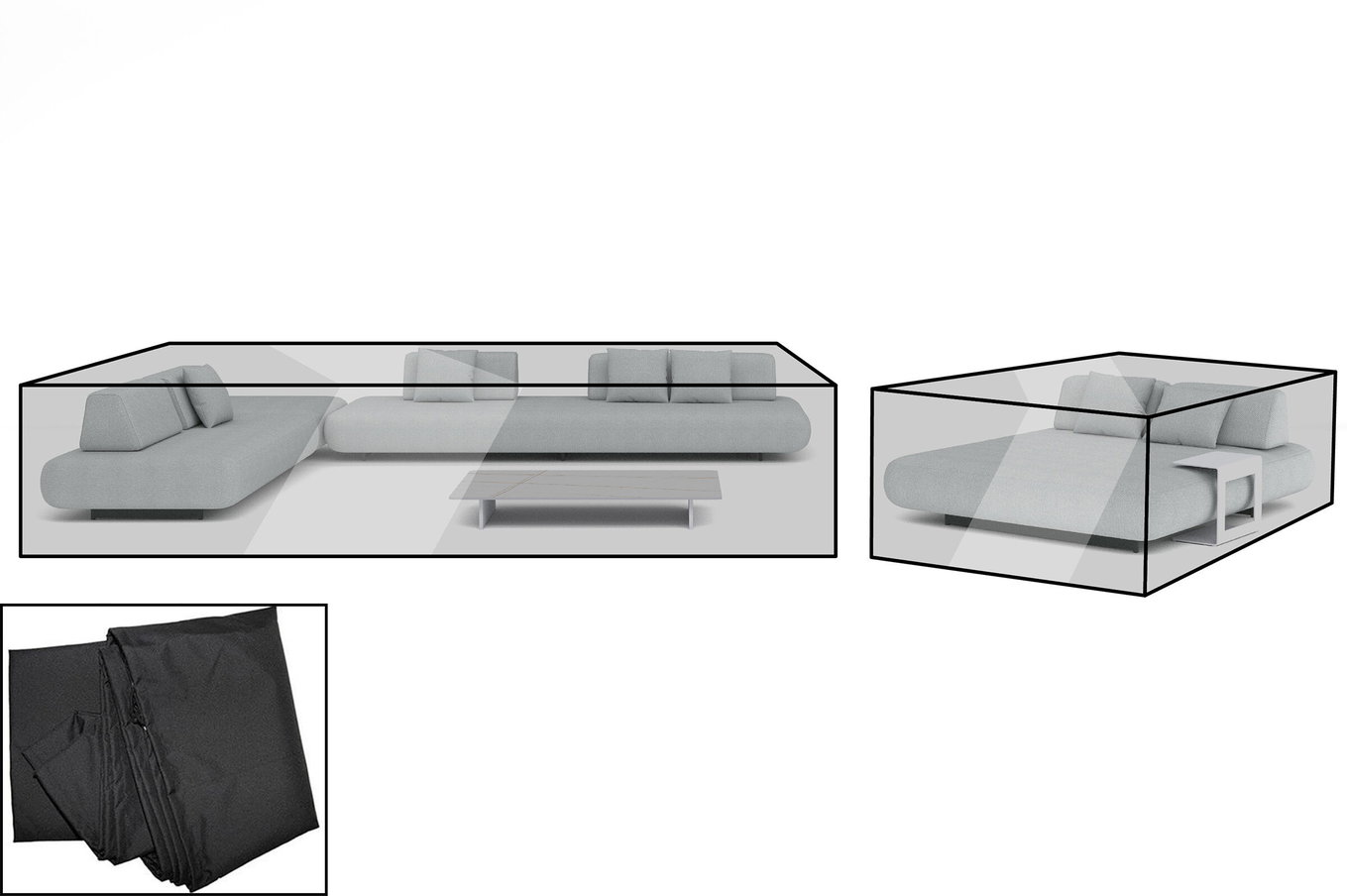 OUTFLEXX Set de Housses de Protection Premium pour Lounge : 23582, noir, résistant à l'eau 28667__1