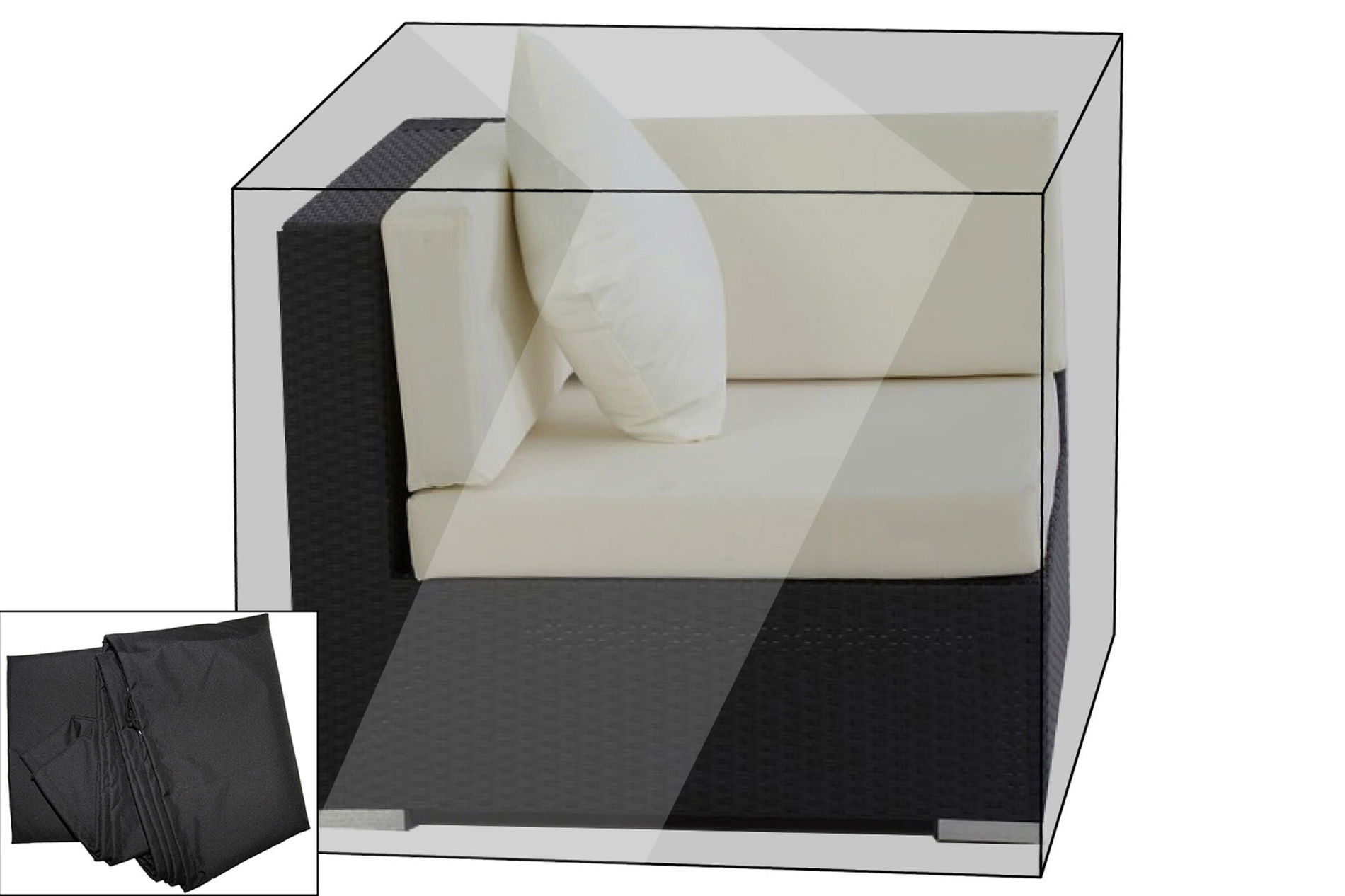Housse de protection Premium OUTFLEXX adaptée par ex. pour l'élément d'angle theBox, noir, 87x87x68 cm, résistant à l'eau 7957__1