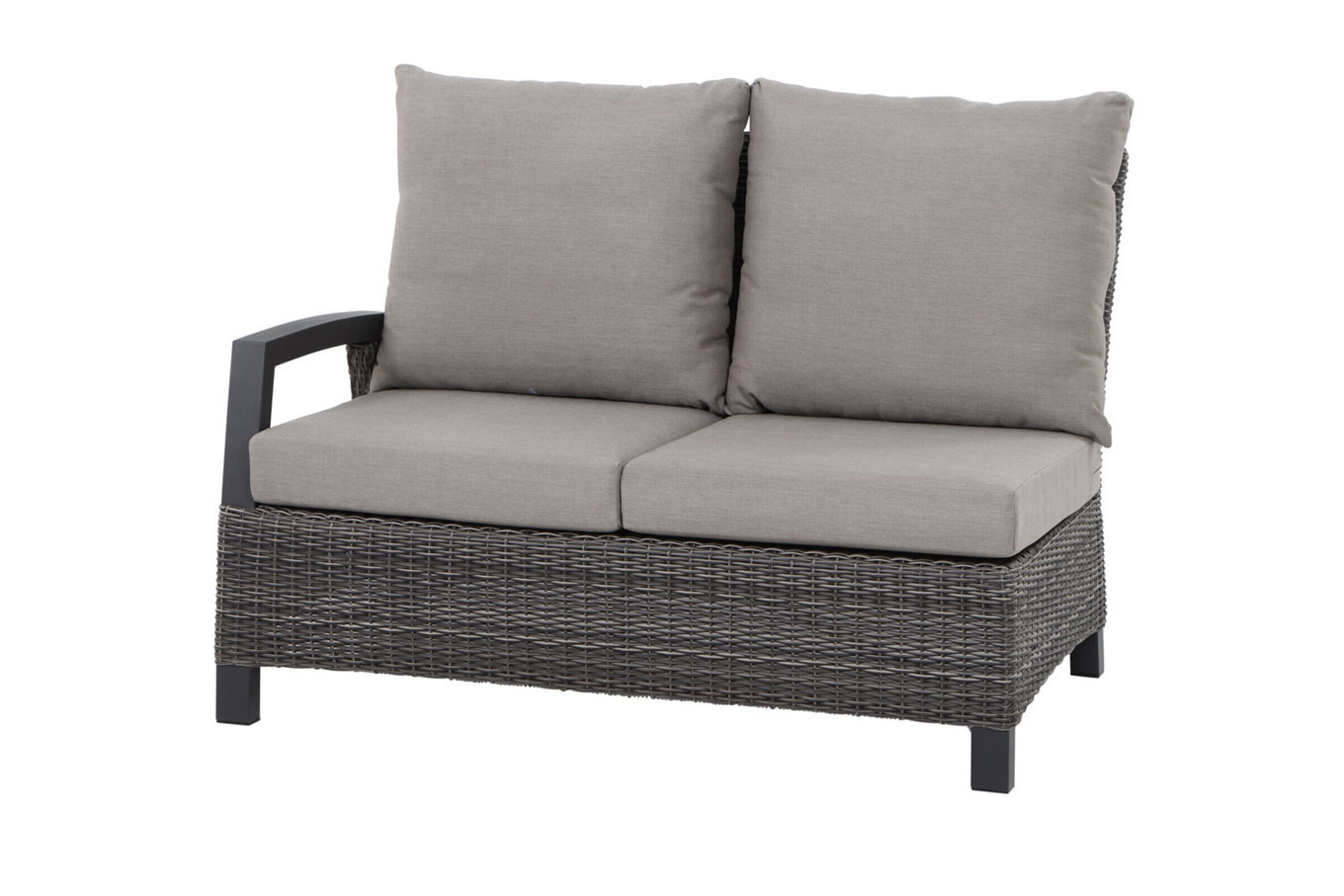 SIENA GARDEN Corido Canapé 2 places, charcoal, Alu / Tressage Gardino®, 136x83x88 cm, Accoudoir droit 20192__1