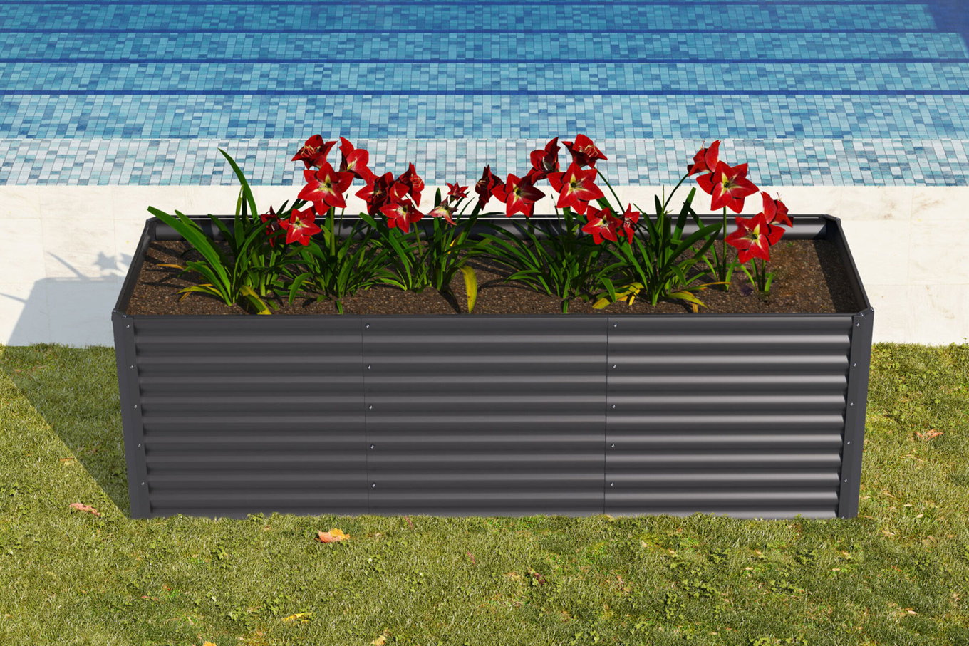 OUTFLEXX Set Carré potager avec module d'extension, anthracite, Aluminium-zinc-acier, 180+80cm 16091__1