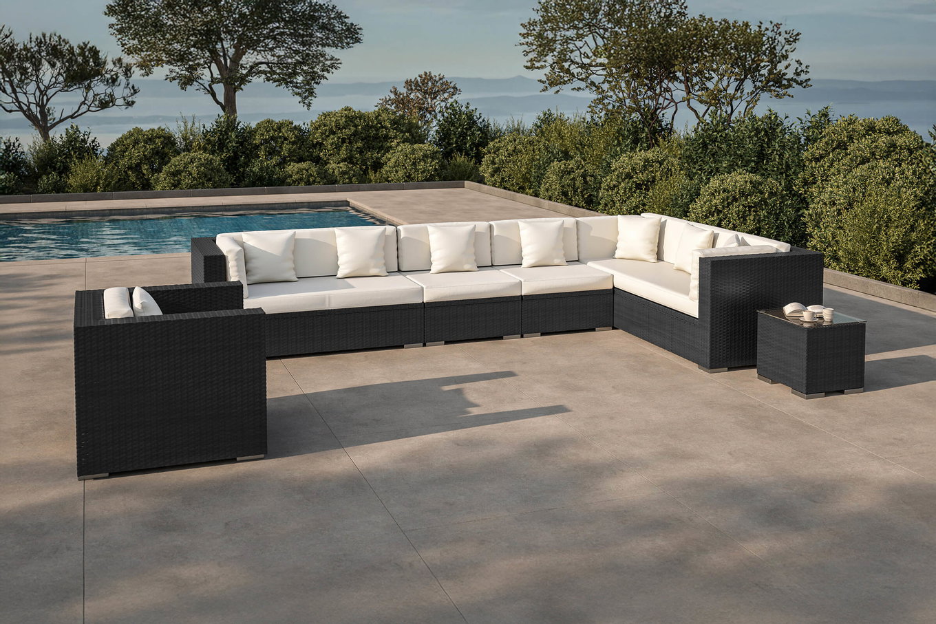 OUTFLEXX salon de jardin, crème/blanc, noir, résine tressée, pour 8 personnes, coffre à coussins étanche 1380_BOX_A__1