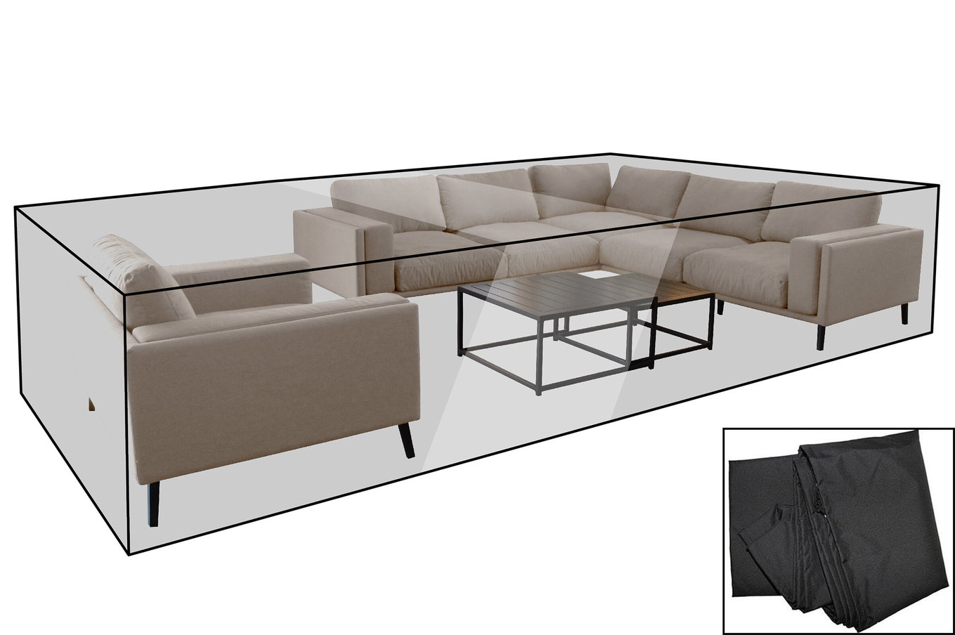 Housse de protection Premium OUTFLEXX pour salon de jardin, par ex. 30785, noir, 397x373x56cm, résistant à l'eau 28662__1