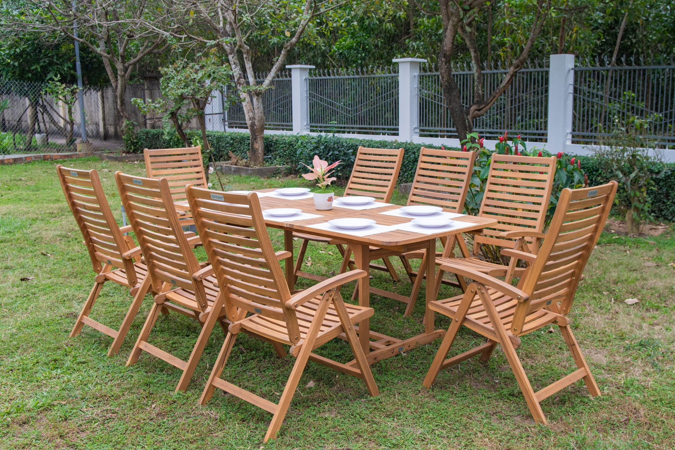 OUTFLEXX Ensemble repas de jardin, naturel, acacia, table extensible 180/240 x 100 cm, 8 chaises pliantes, pliable, produit certifié FSC® 22829__1