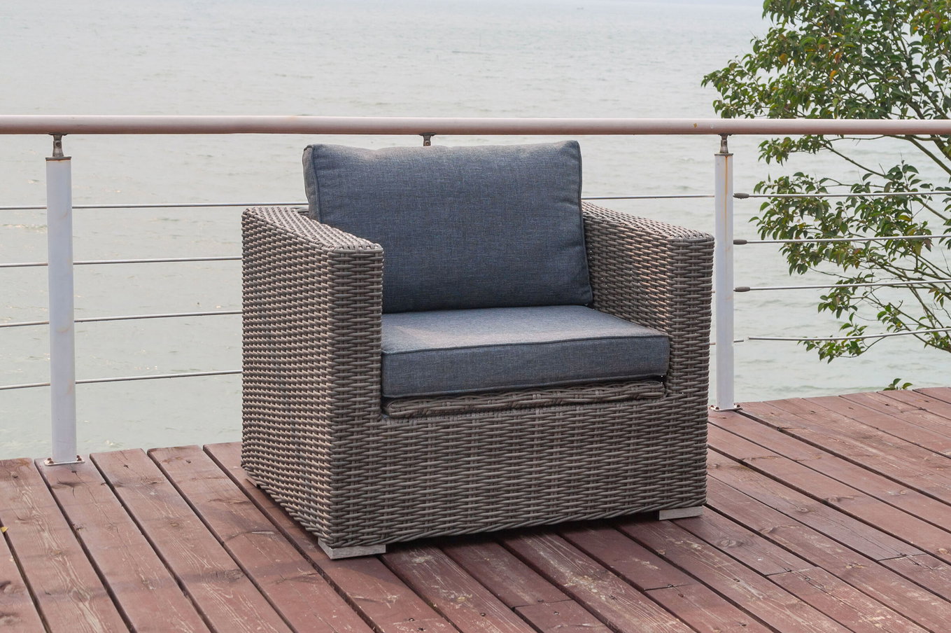 OUTFLEXX Fauteuil, gris, résine tressée, 94 x 82 x 70 cm, coffre à coussins hydrofuge 18362_5_BOX__1