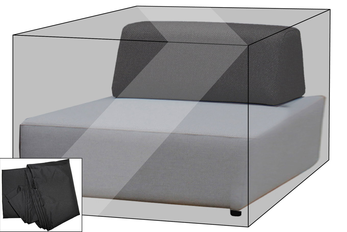 Housse de protection Premium OUTFLEXX pour élément lounge, par ex. Maui Lounge, 107x107x65cm, résistante à l'eau, noir 21478__1
