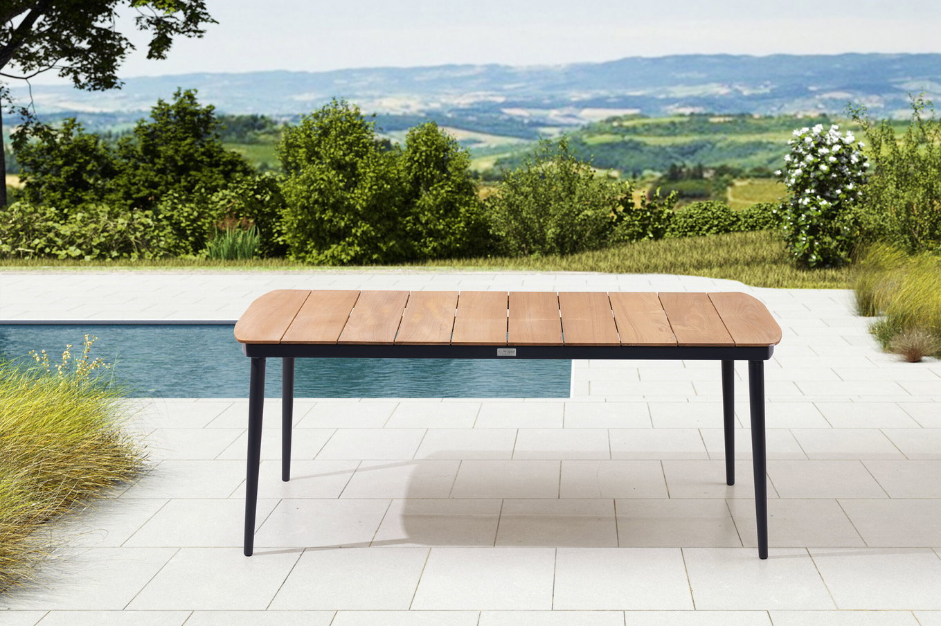 OUTFLEXX Table à manger, anthracite mat/naturel, Alu/Teck, 184x100 cm 24116__1