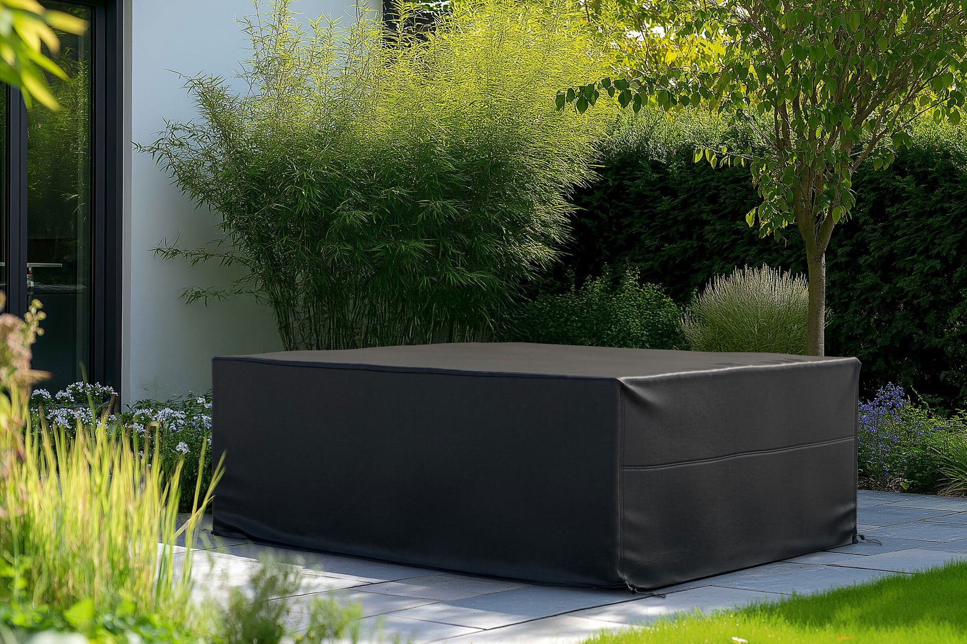 Housse de protection OUTFLEXX pour salon de jardin, noir, polyester, tissu Ripstop TPU 420D, 245 x 135 x 109 cm, avec cordon de serrage