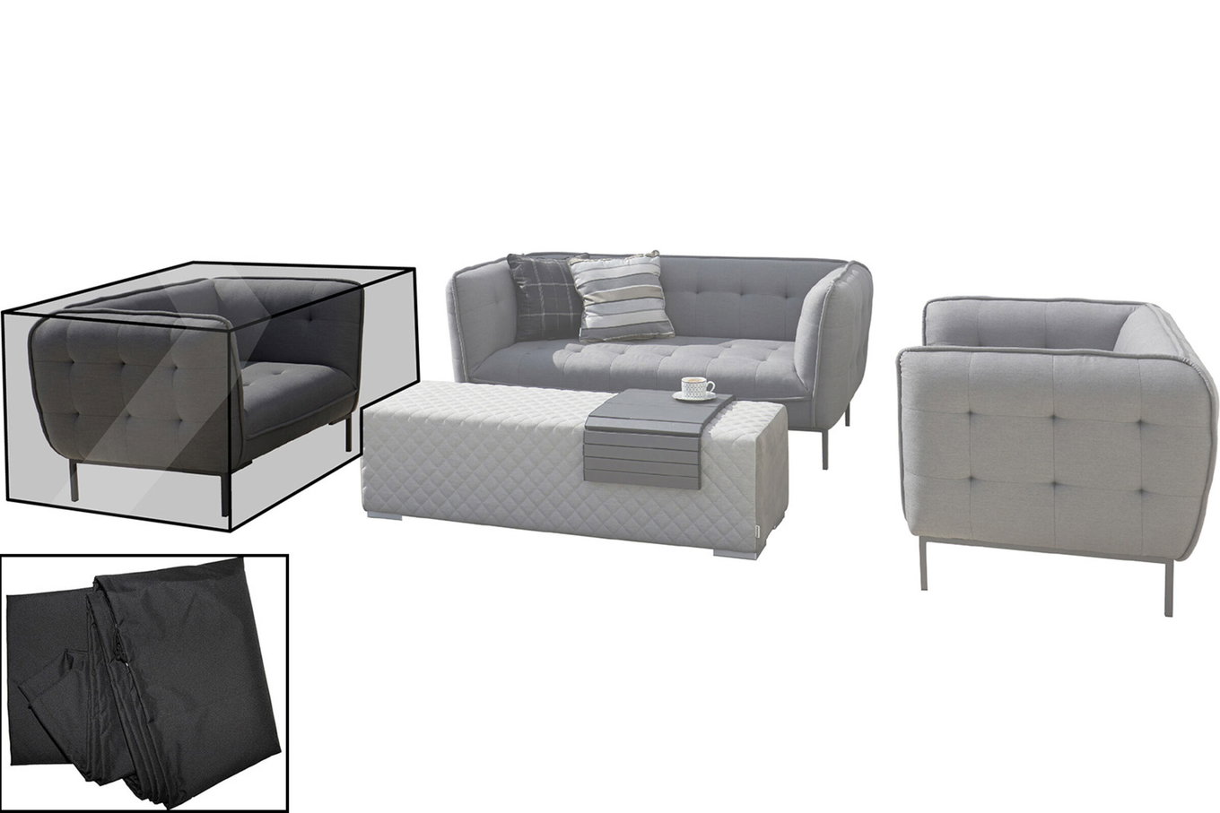 OUTFLEXX Housse de protection Premium, pour fauteuil, par ex. 18531, noir, 103 x 90 x 75 cm, résistant à l'eau 18789__1