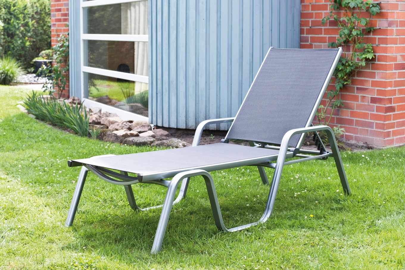 KETTLER BasicPlus Bain de soleil empilable, argent/anthracite, Alu/Textilène, 202 x 70 x 37,5cm, 0301214-0000 10707_1__1