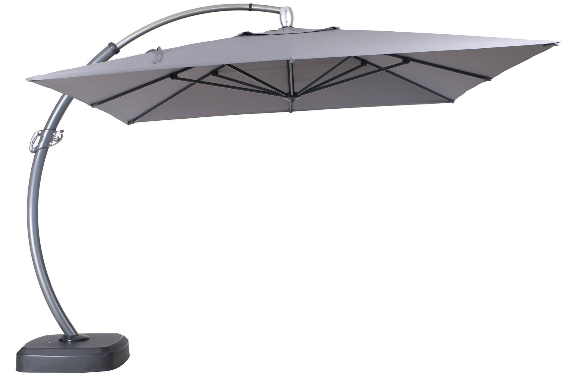 OUTFLEXX Parasol déporté de luxe, anthracite, acier inoxydable/aluminium, 350 x 350 cm, incl. pied de parasol et housse de protection