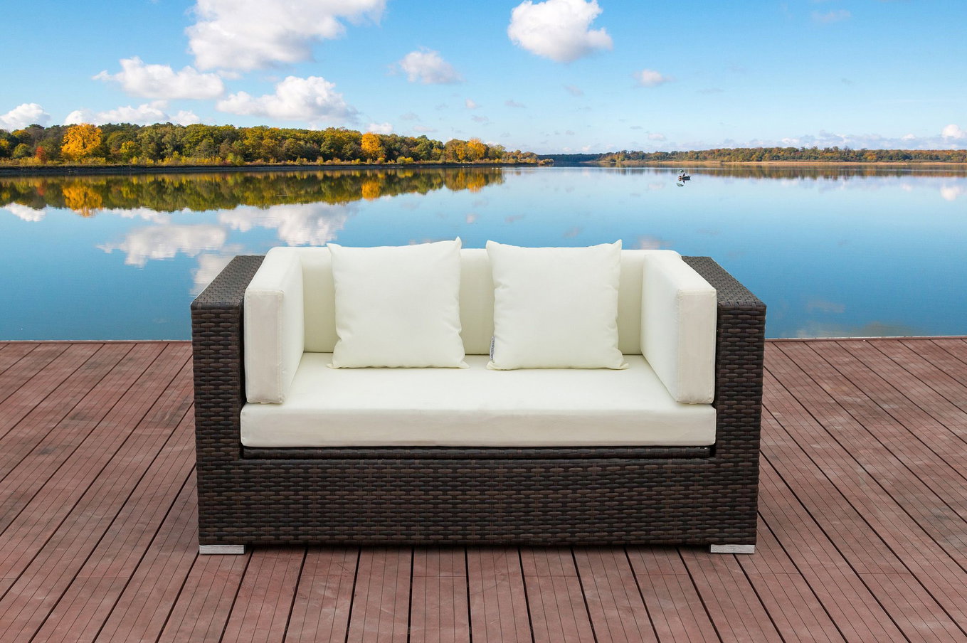 OUTFLEXX Canapé 2 places, marron marbré, résine tressée, 152 x 85 x 70 cm, coffre à coussins étanche 15734_2_BOX__1