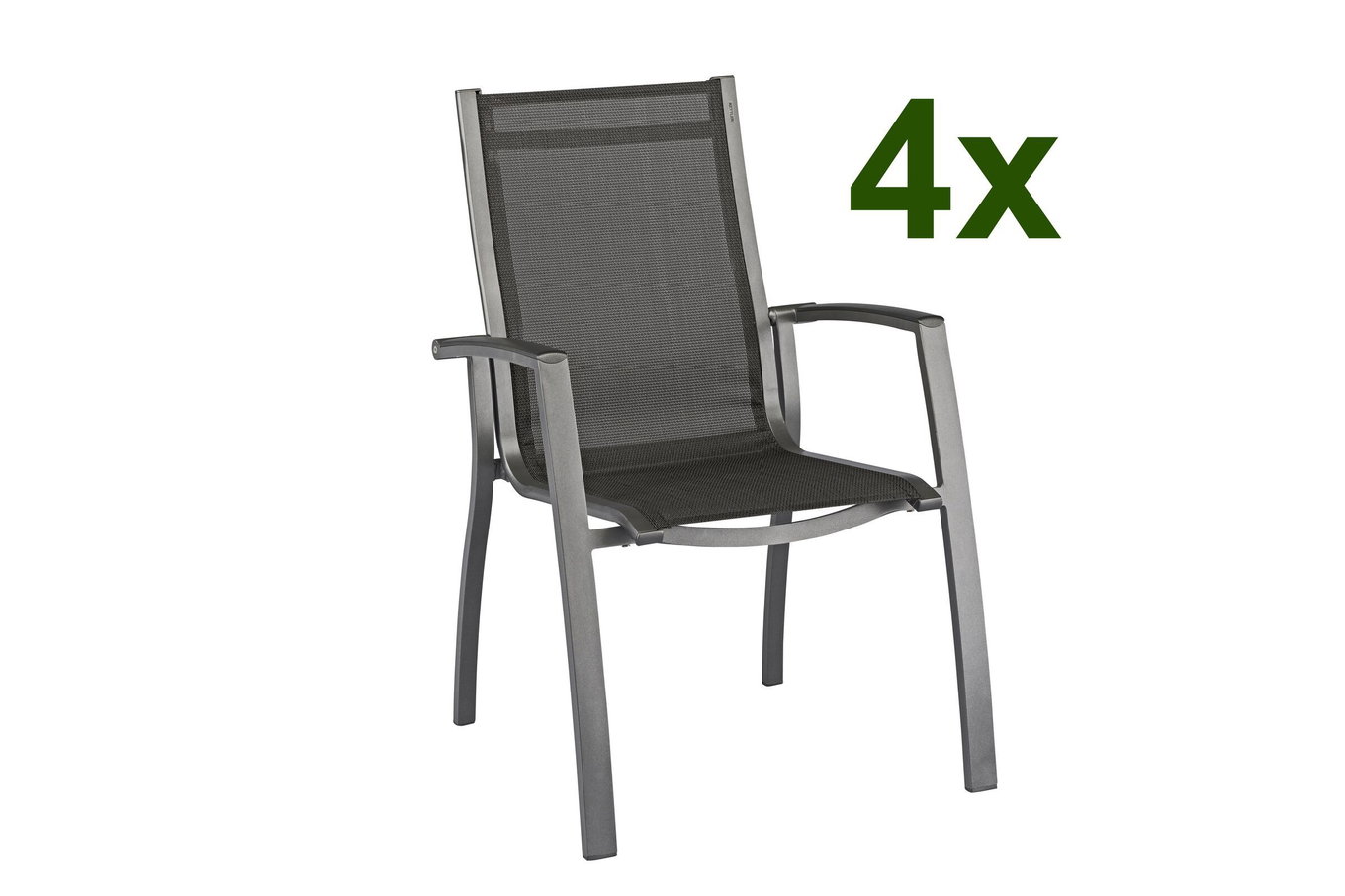 Kettler Altura Lot de 4 fauteuils empilables, anthracite/anthracite, 0302102-7100 13687__1