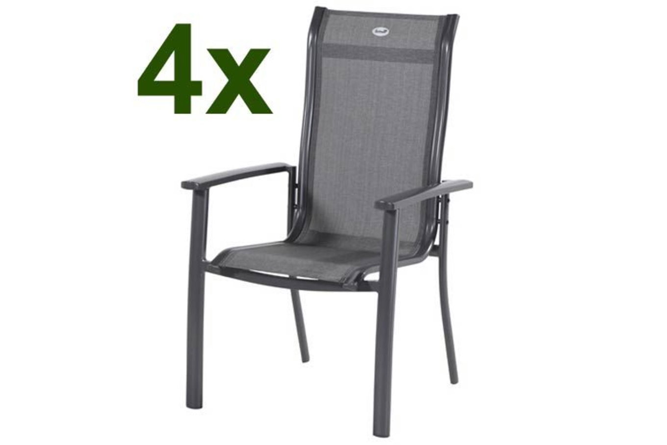 HARTMAN Lot de 4 fauteuils empilables Alice Comfort, xerix/anthracite, alu/textilène, 68x65x107cm 18661__1