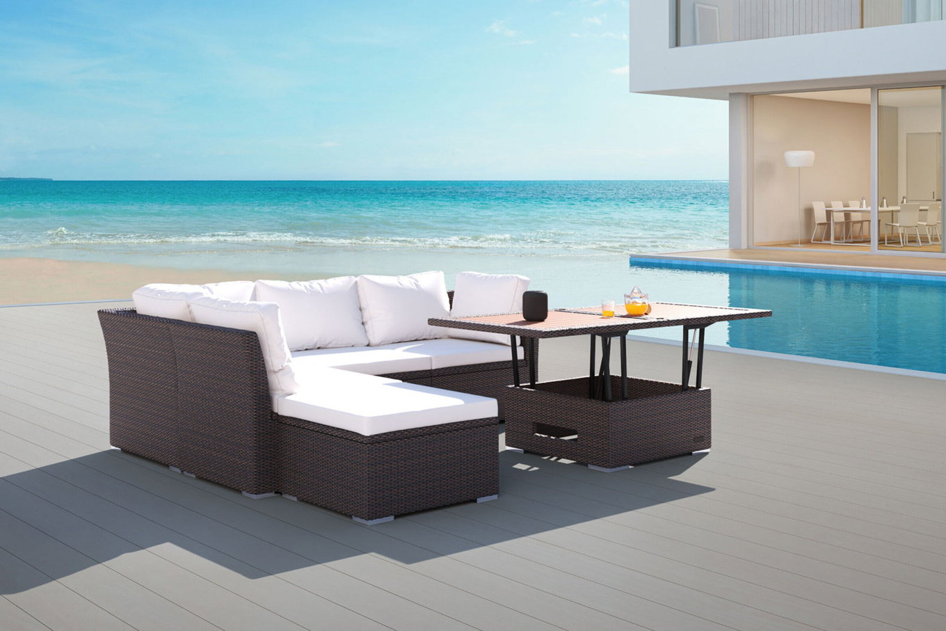 OUTFLEXX salon de jardin, marron marbré, polyrésine, avec table basse incluse, pour 5 personnes, coffre à coussins étanche 7759_BOX_D__1