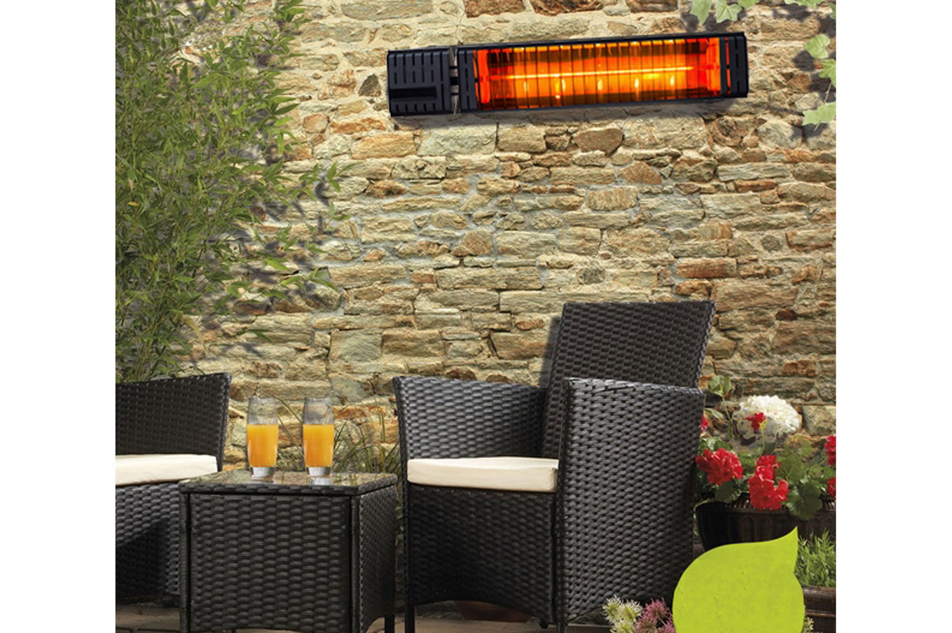 OUTTECH Radiateur, noir, aluminium, 58x15xcm, protection contre l'eau, télécommande avec 2 niveaux 22855__1