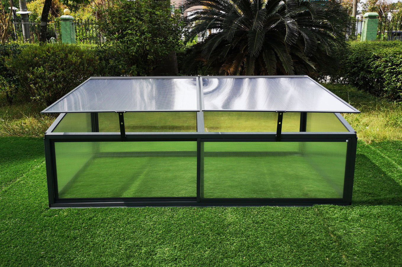 OUTFLEXX Extension pour carré potager avec portes coulissantes, anthracite, Alu/Polycarbonate, 176x86x60 cm, thermolaqué 20081__1