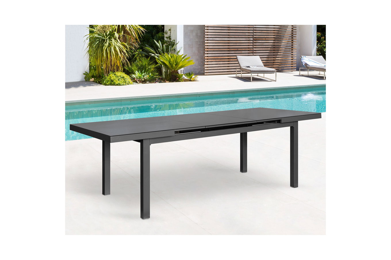 Table à rallonge Premium OUTFLEXX, anthracite/gris, aluminium/verre, 180/240x100cm, mécanisme d'extension automatique 21876__1