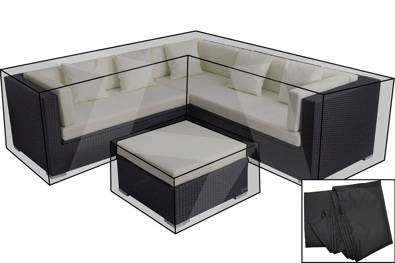 OUTFLEXX Ensemble de housses de protection Premium, pour salon theBox-A/-D : 18229/ 18230/ 18231/ 16069, noir, résistant à l'eau 18845__1