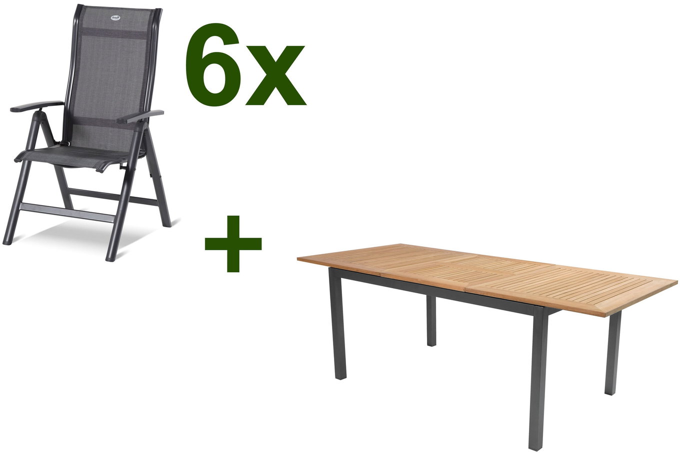 HARTMAN Ensemble repas de jardin, xerix-anthracite, Alu/Bois de teck, 210/150x90 cm, 6 personnes 13970__1