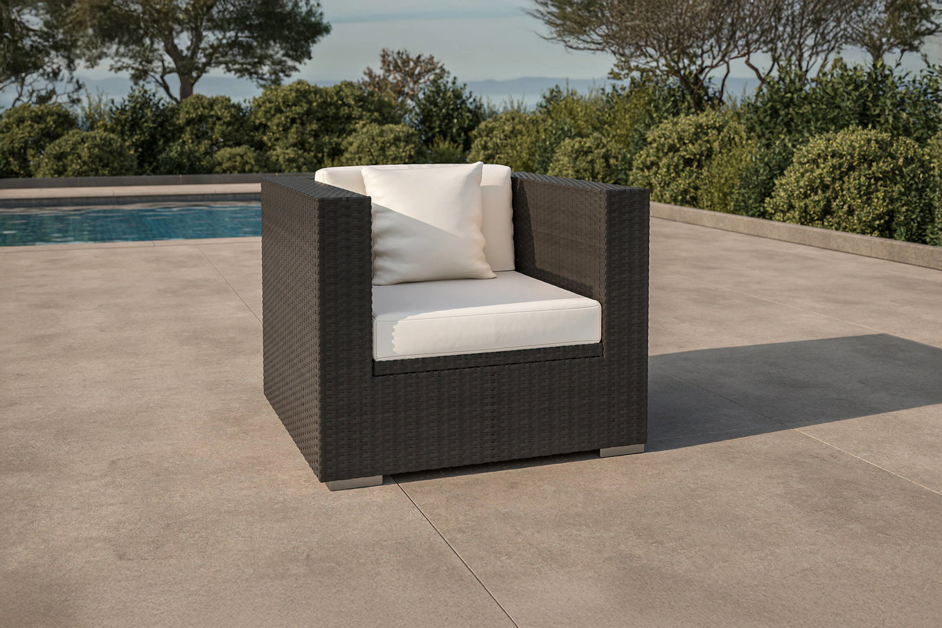 Fauteuil OUTFLEXX, crème/blanc, noir, résine tressée, inclus coussins et housses, coffre à coussins étanche 2392_7_BOX__1