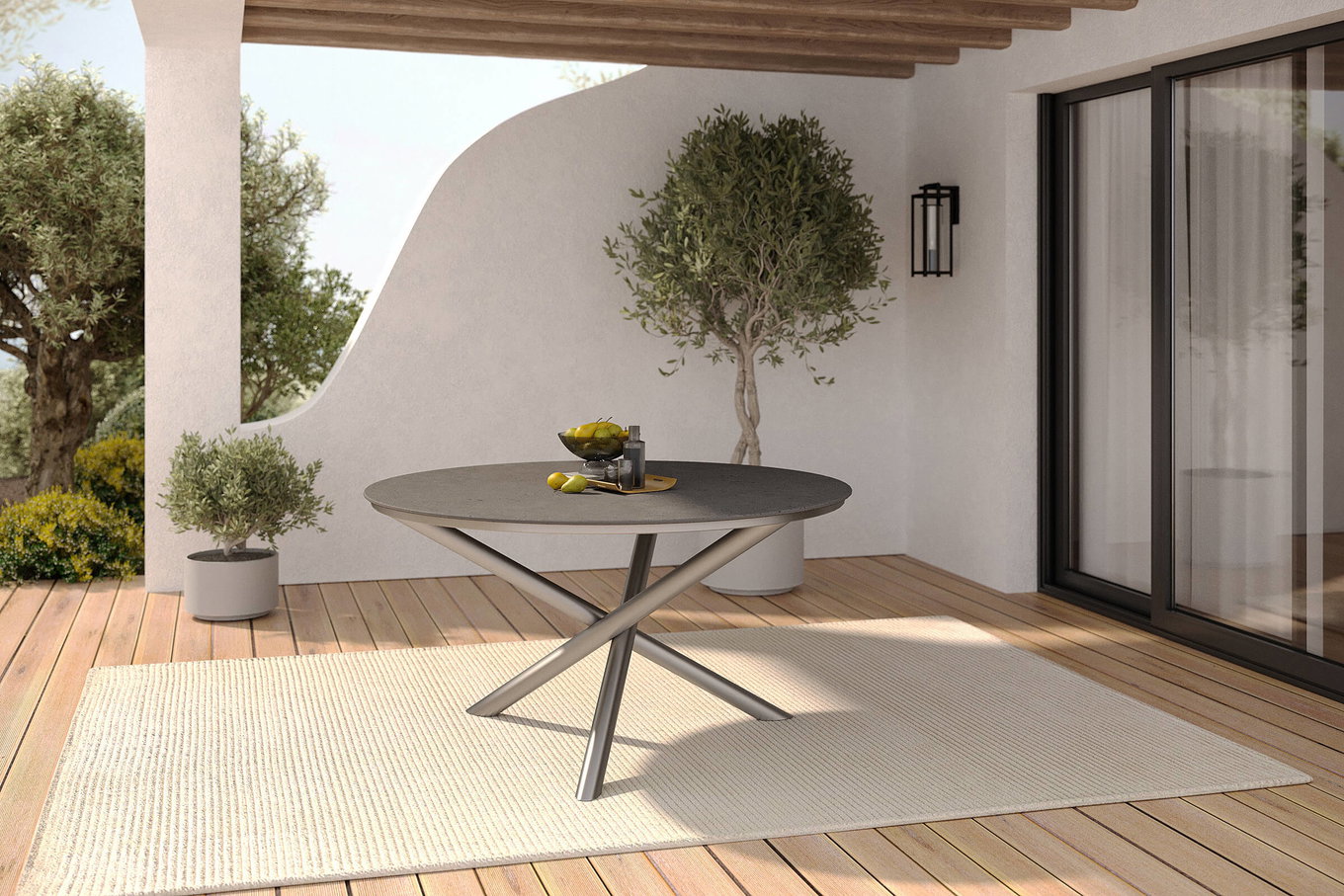 Table à manger OUTFLEXX, argent/gris, acier inoxydable/vitrocéramique, env. Ø150cm 23483__1