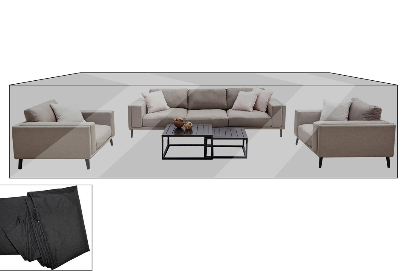 Housse de protection Premium OUTFLEXX pour lounge, par ex. Lazy Lounge, 470x224x55cm, résistant à l'eau, noir 21475__1