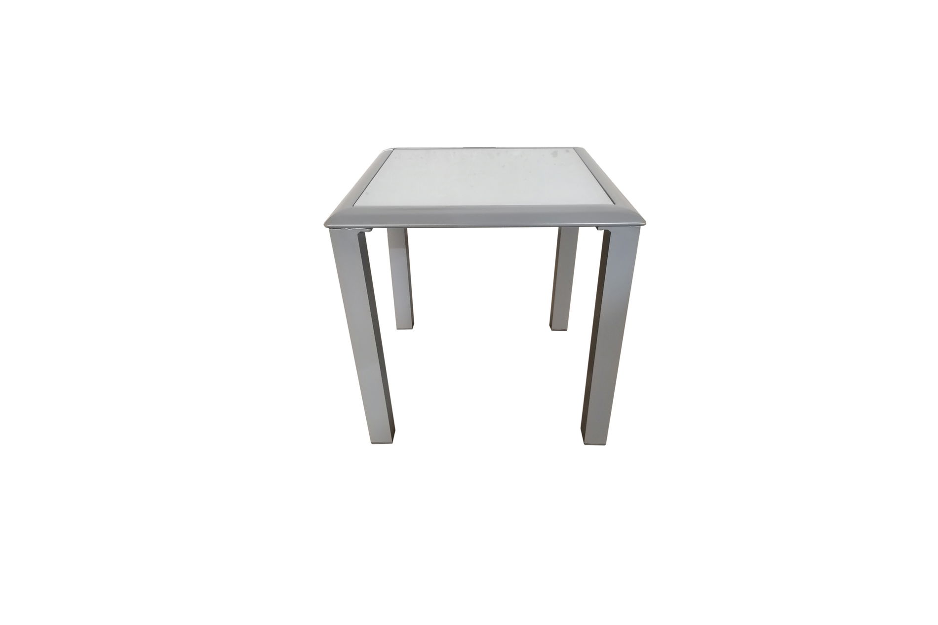 VILLANA Sylvania Table d'appoint, argent/blanc, Aluminium/Verre de sécurité, 45 x 45 x 45 cm 13406__1