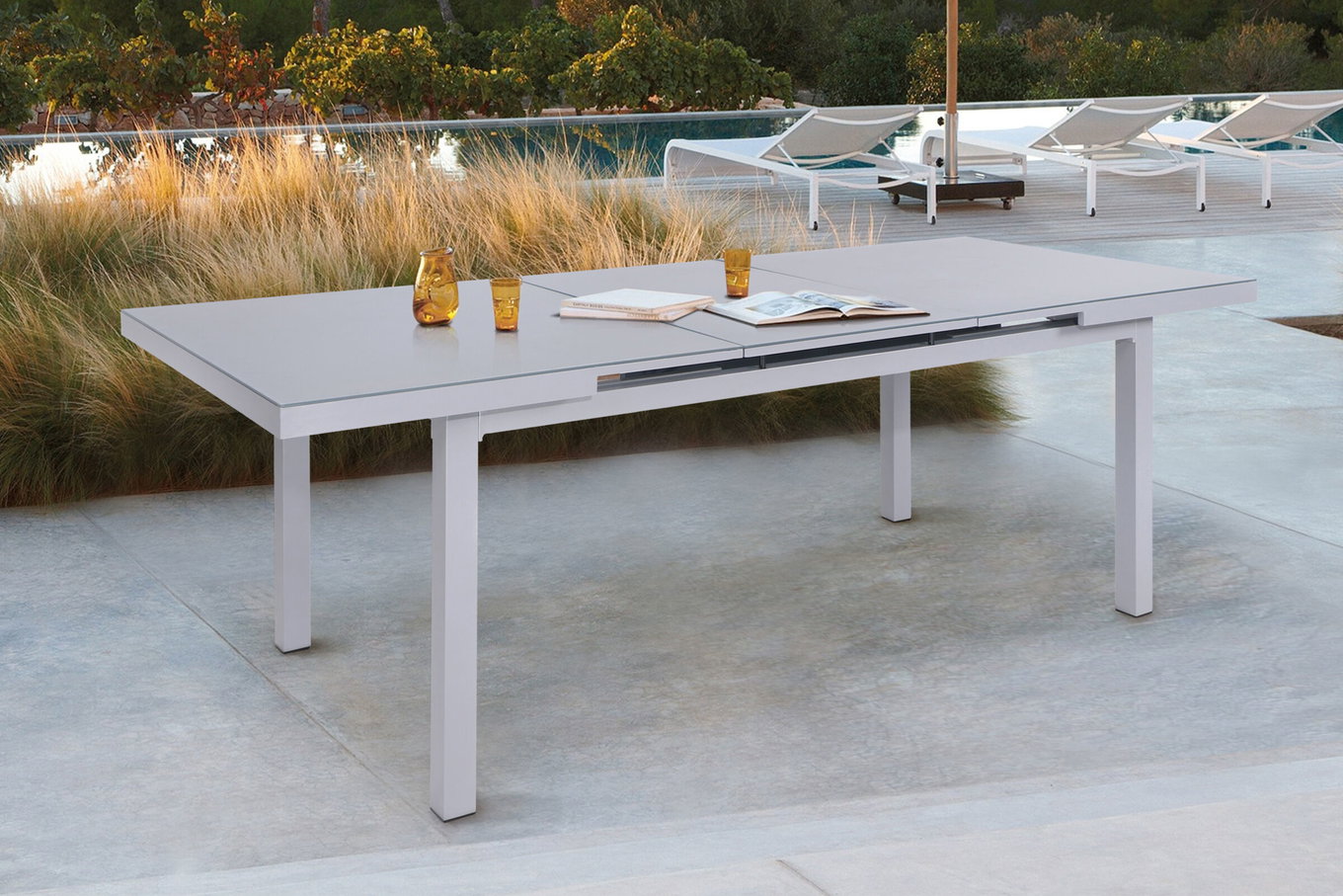 OUTFLEXX Table extensible Premium, argent/gris, Alu/Verre, 180/240x100cm, mécanisme d'extension automatique 18336__1