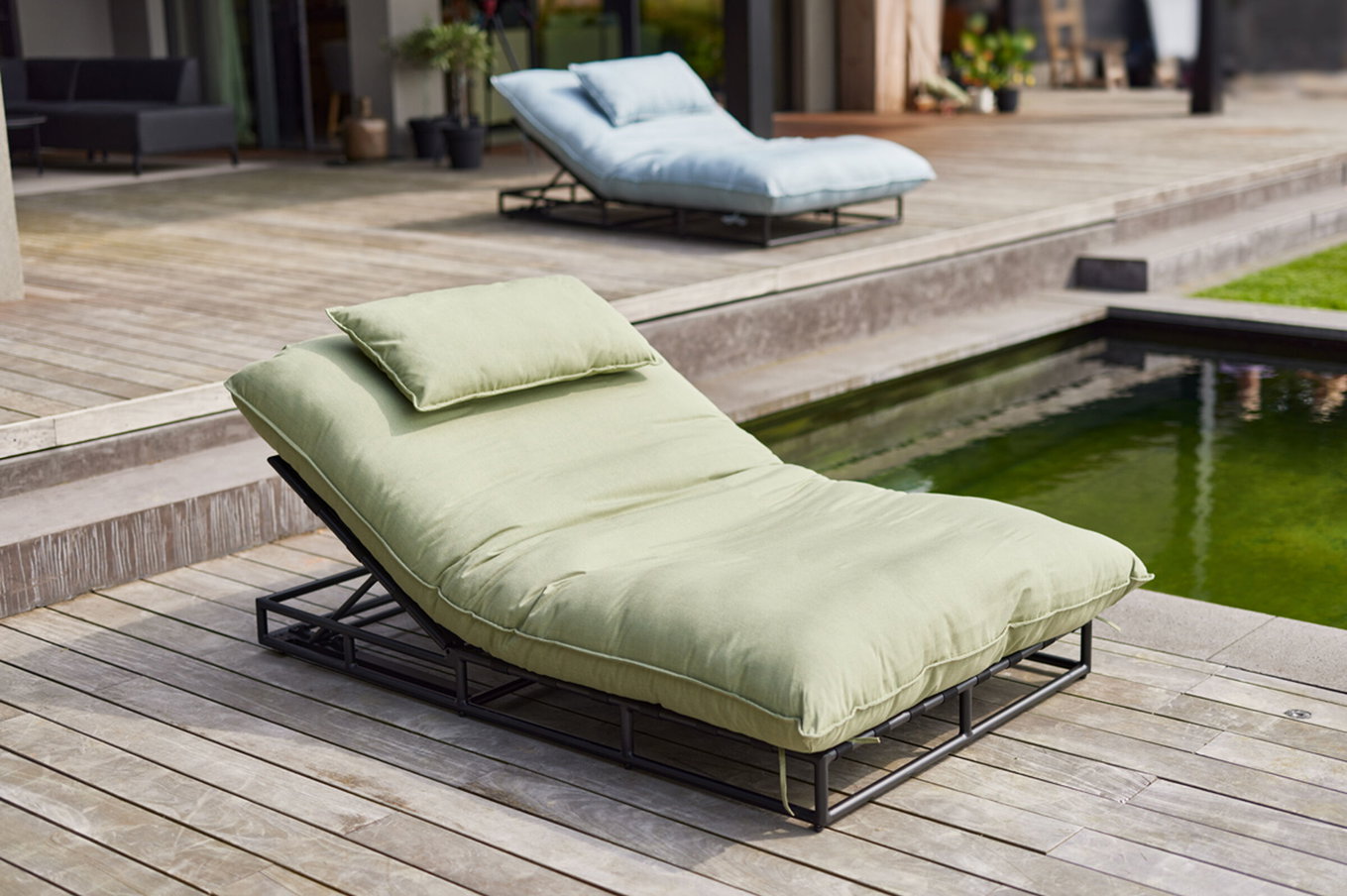 HARTMAN Emma Bain de soleil, noir/vert, Alu/Sunbrella, 196x125x41 cm, dossier réglable 24088__1