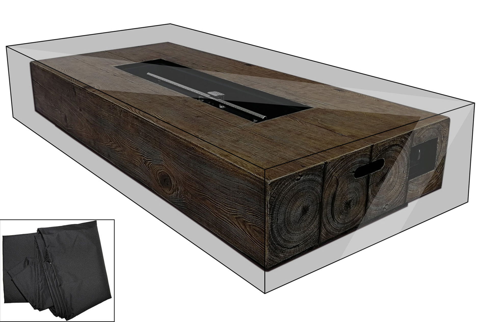 Housse de protection Premium OUTFLEXX pour tables de feu par ex. 18926, 157x75x30cm, résistante à l'eau, noir 21447__1