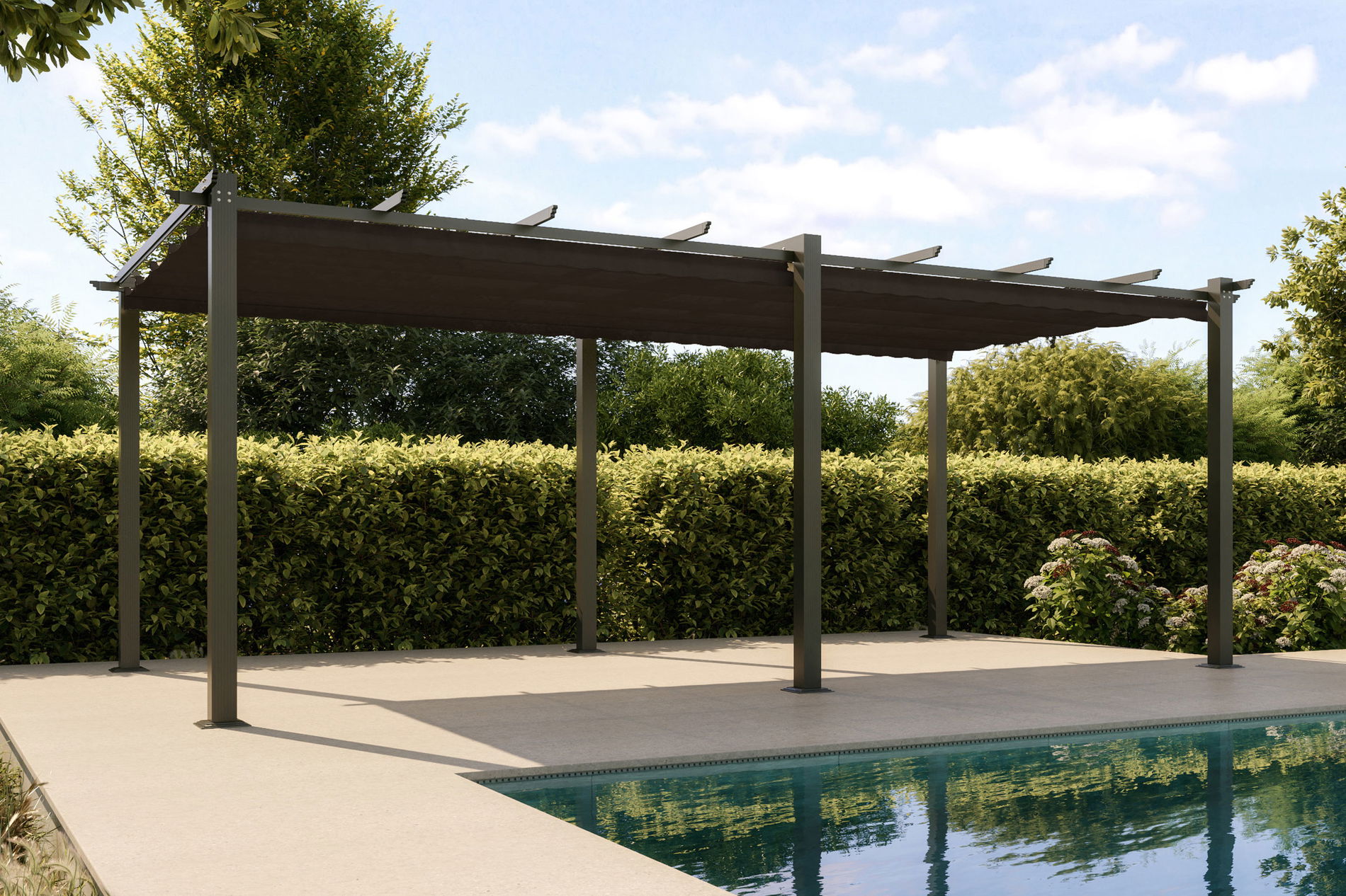 Pergola OUTFLEXX, anthracite, Alu/Polyester, 6 x 3 m, résistante aux intempéries