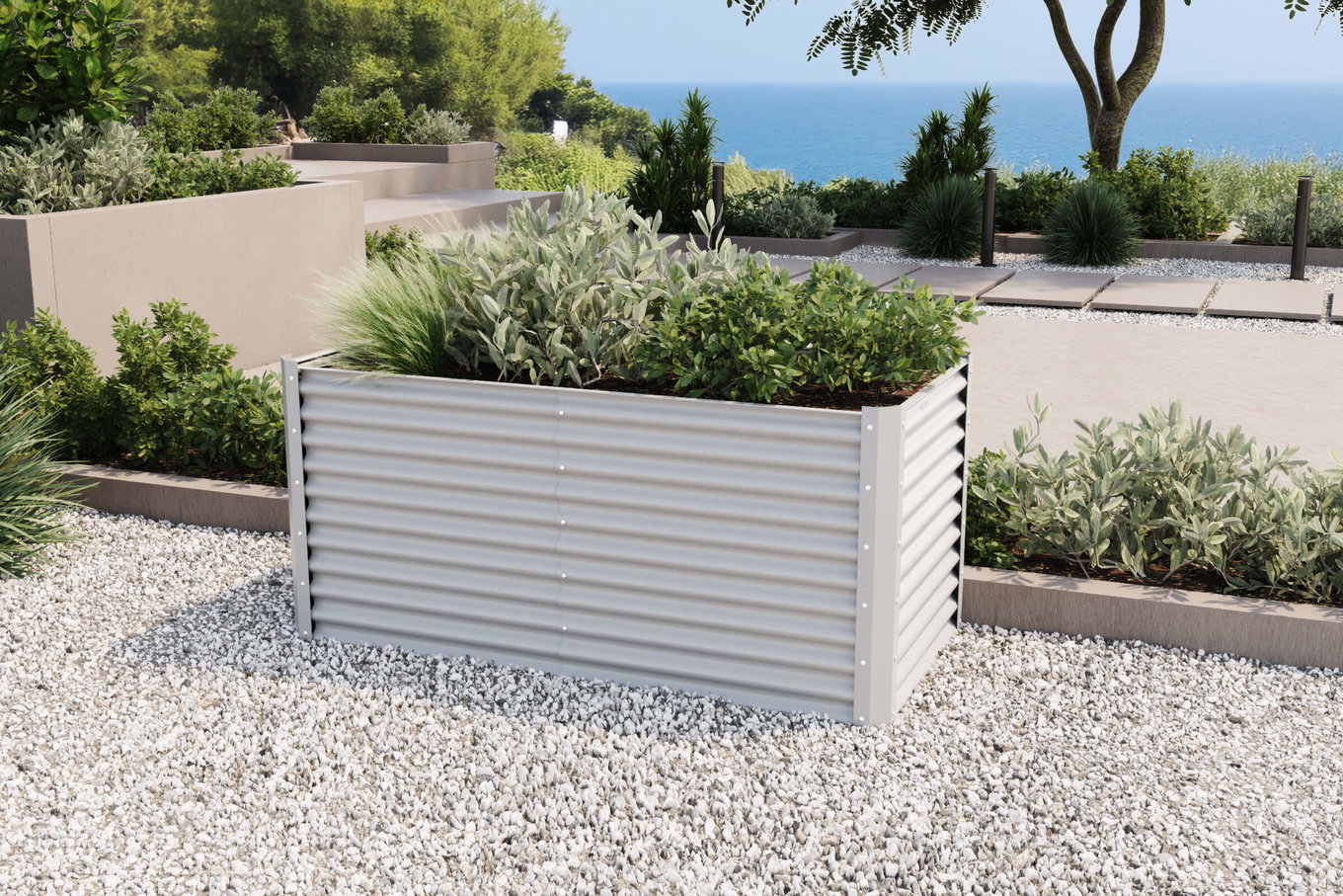 OUTFLEXX Potager surélevé, argent, acier aluminium-zinc, thermolaqué, 180 x 90 x 84 cm 13724__1
