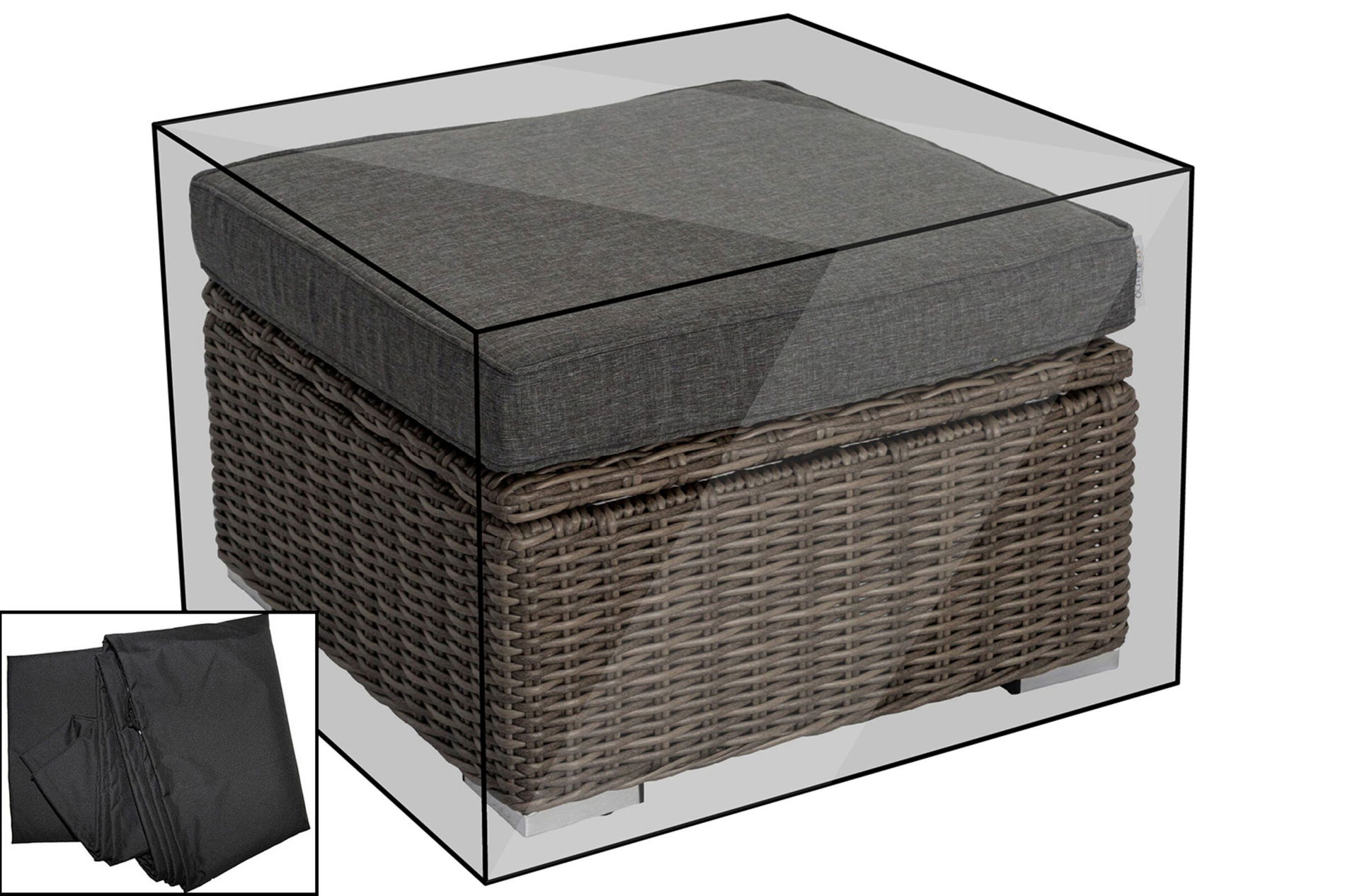 OUTFLEXX Housse de protection Premium, pour theBox Tabouret 18362-4, noir, 73x73x43 cm, résistant à l'eau 19010__1