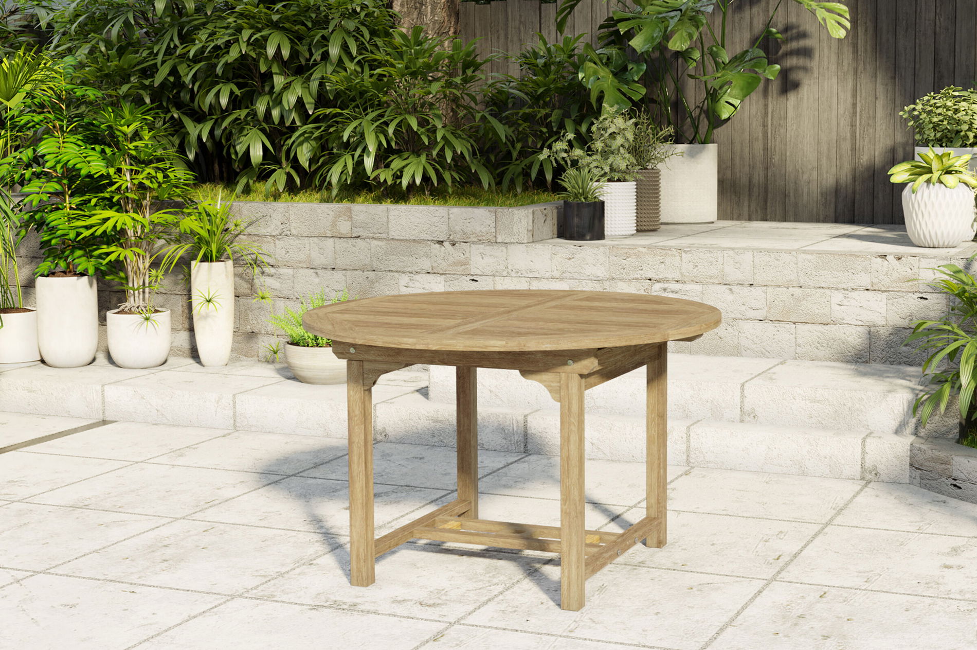 OUTFLEXX Dallas Table extensible, naturel, bois de teck, 120/170 x 120 cm, finement poncé 23526__1
