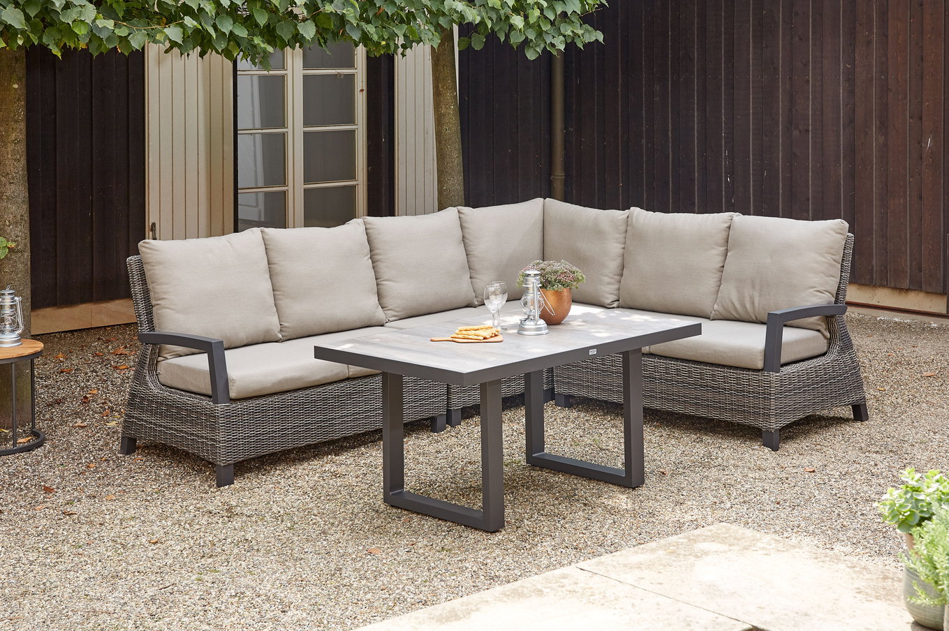 SIENA GARDEN Corido salon de jardin, charcoal, Alu/tressage Gardino®, 6 personnes, table de salon 140x85cm 21504__1