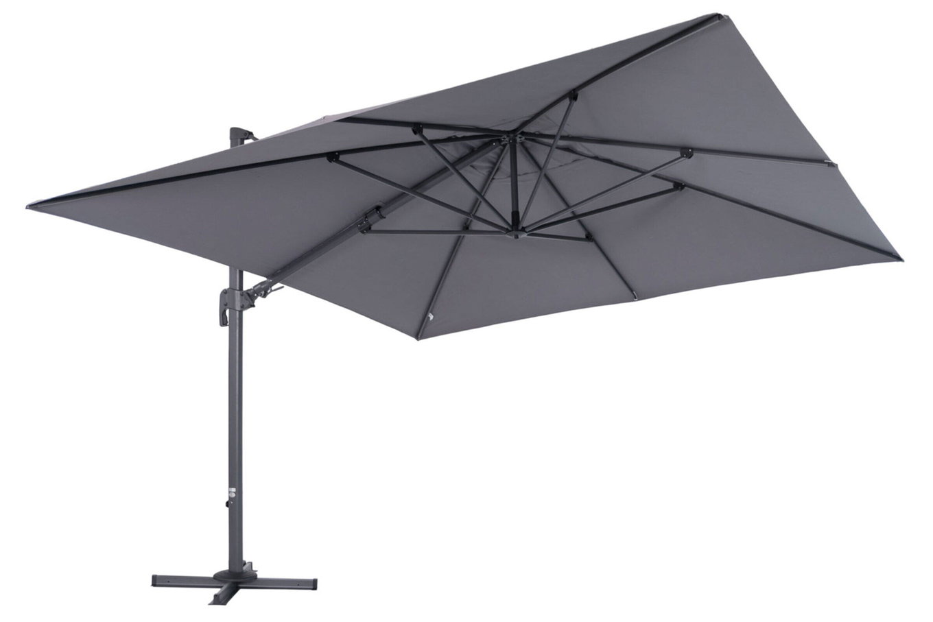 OUTFLEXX Sydney Parasol déporté, anthracite/gris, Alu/Polyester, 350 x 350 cm, support à dalles inclus 20363__1