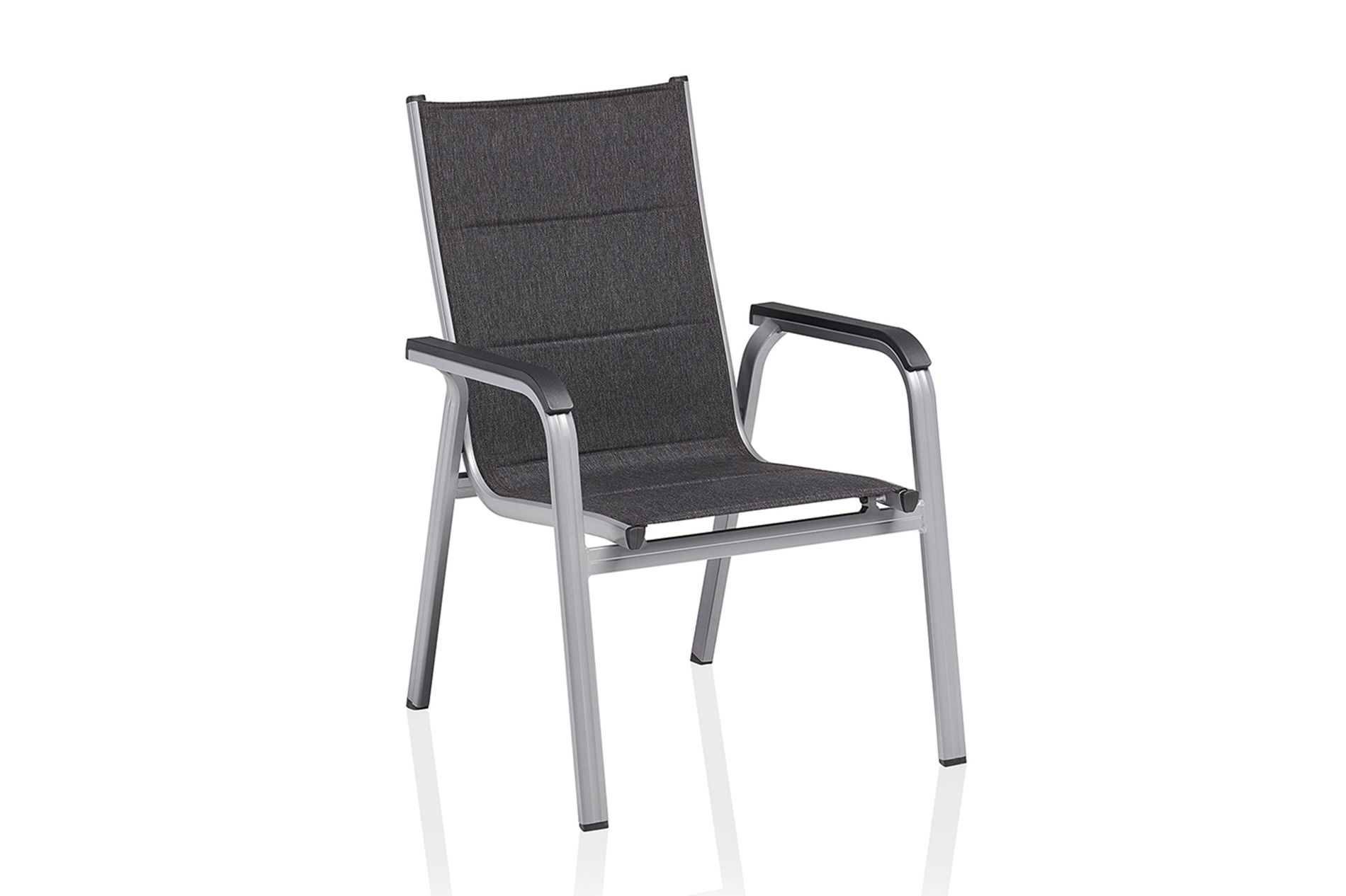 KETTLER BasicPlus Padded Fauteuil empilable, argent/anthracite, Alu/Textilène, 0301202-9000, empilable 22511__1