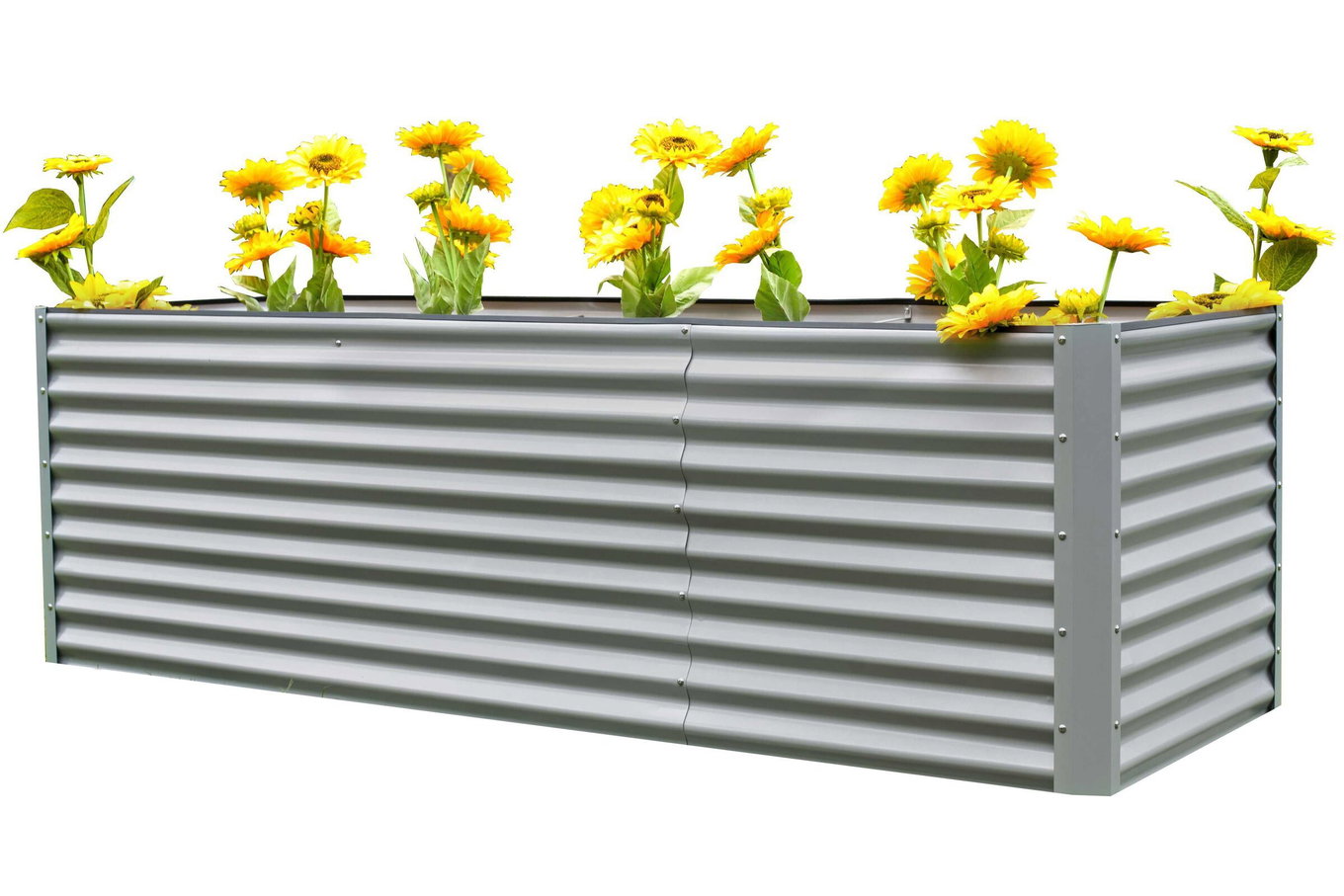 OUTFLEXX Set Potager surélevé avec module d'extension, argent, Aluminium-Zinc-Acier, 120+80cm 16094__1