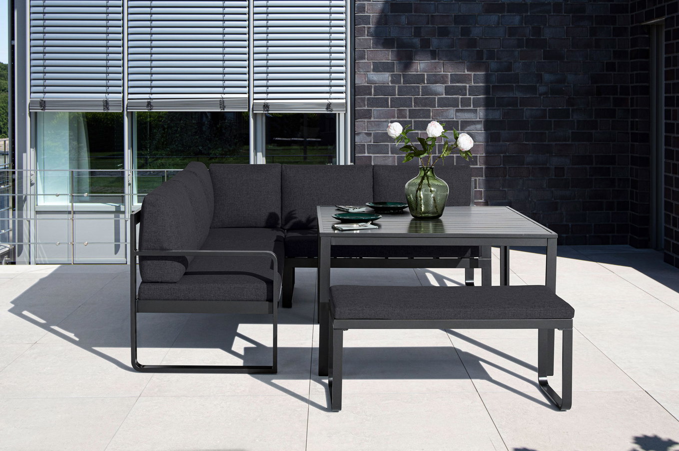 KETTLER Ocean Dining-Lounge, anthracite/anthracite, 223 x 200 cm, avec coussins, 0320831-7200 18597__1