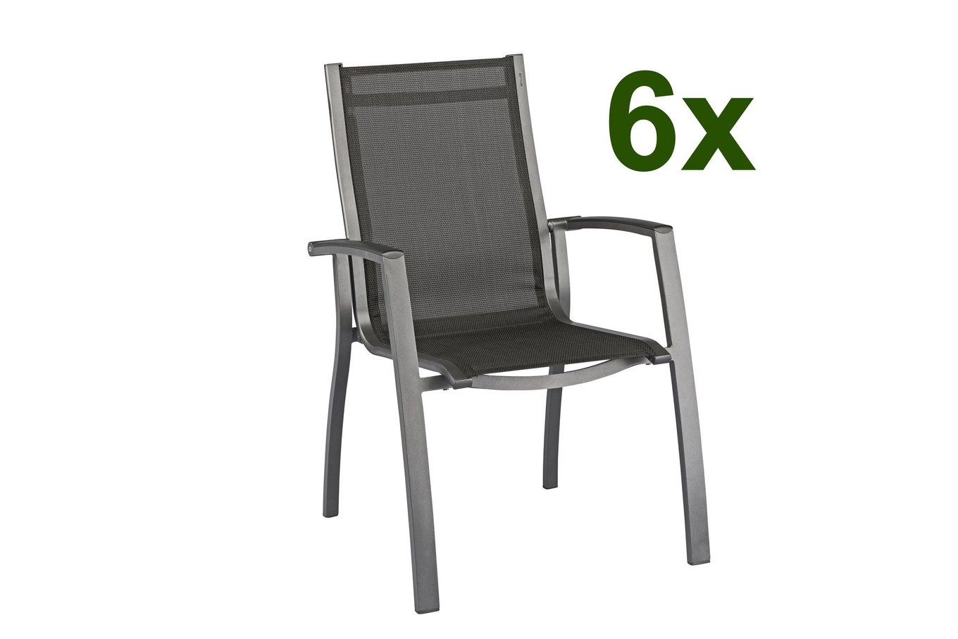 Kettler Altura Lot de 6 Fauteuils empilables, modèle exclusif, anthracite/anthracite, 0302102-7100 13688__1
