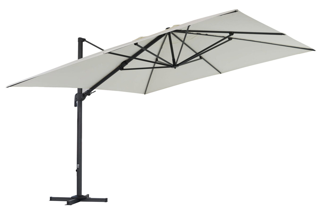 OUTFLEXX Sydney Parasol déporté, anthracite/crème, Alu/Polyester, 350 x 350 cm, support à dalles inclus 20362__1