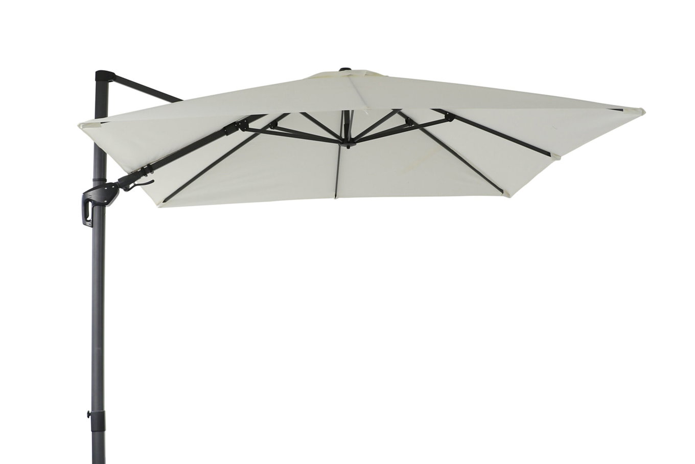 OUTFLEXX Sydney Parasol déporté, crème, aluminium thermolaqué, 300 x 300 cm, fonction Twist, support à dalles inclus 16108__1
