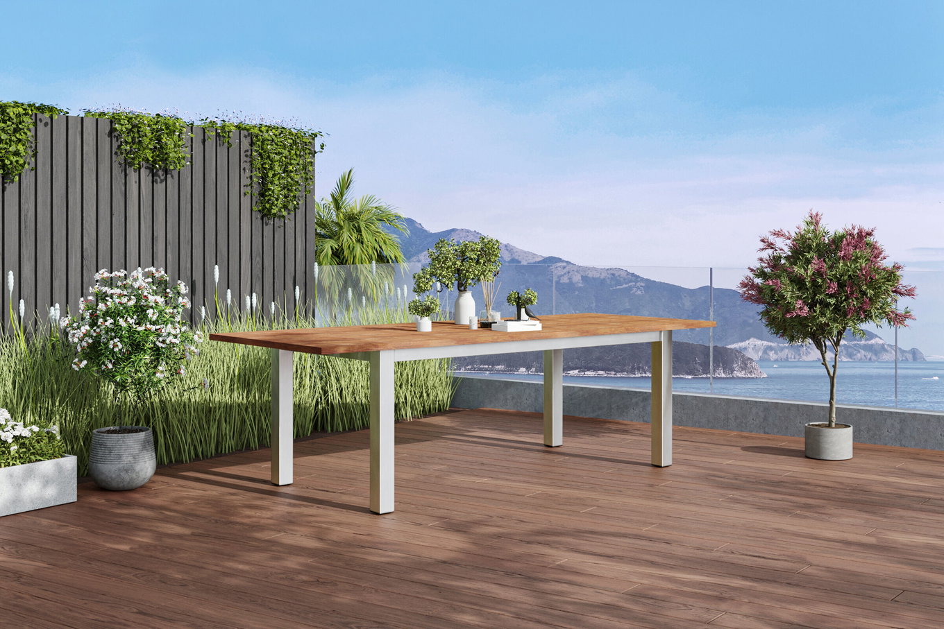 OUTFLEXX Table extensible, acier inoxydable/teck recyclé, 200/260x100cm, brossé rustique, produit certifié FSC® 18318__1