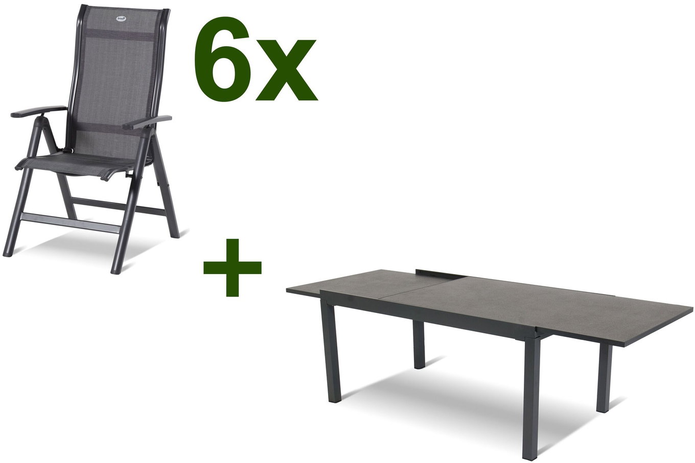 HARTMAN Ensemble repas de jardin, xerix-anthracite, Alu/HPL, 260/160x90 cm, 6 fauteuils haut dossier 13960__1