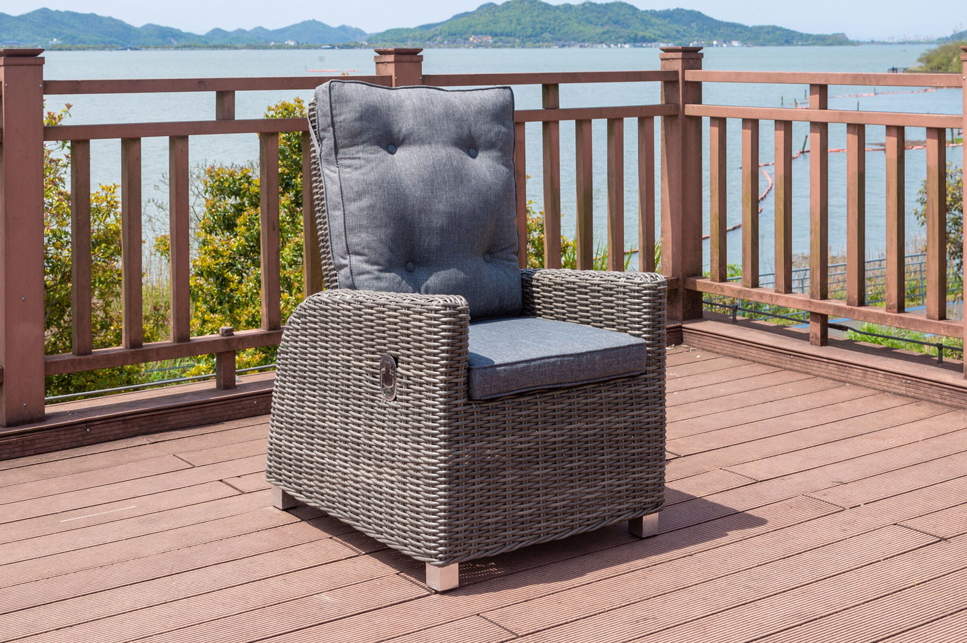 OUTFLEXX Fauteuil dining, gris, résine tressée, 74 x 83 x 110 cm, dossier réglable en continu 18911__1